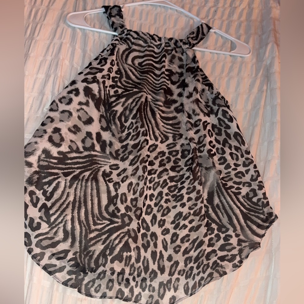 Altar'd State Black and Tan Animal Print Sleeveless Top